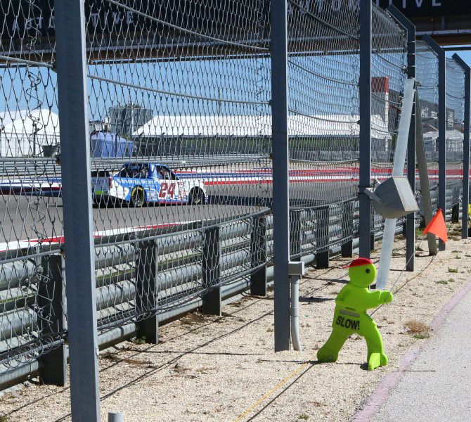 Mar 24, 2023; Austin, Texas, USA;  NASCAR Craftsman Truck Series driver Rajah Caruth practices for the XPEL 225 at the Circuit of the Americas. Credit: Michael C. Johnson