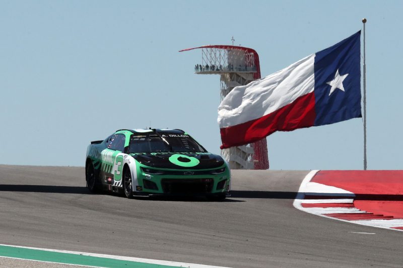 Mar 24, 2023; Austin, Texas, USA;  NASCAR Cup driver Austin Dillon practices for the EchoPark Automotive Grand Prix at the Circuit of the Americas. Credit: Michael C. Johnson