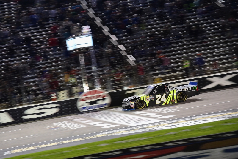 during the NASCAR Camping World Truck Series JAG Metals 350 at Texas Motor Speedway on November 2, 2018 in Fort Worth, Texas.