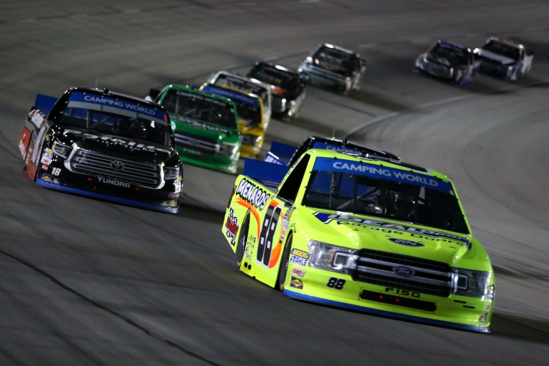 during the NASCAR Camping World Truck Series JAG Metals 350 at Texas Motor Speedway on November 2, 2018 in Fort Worth, Texas.