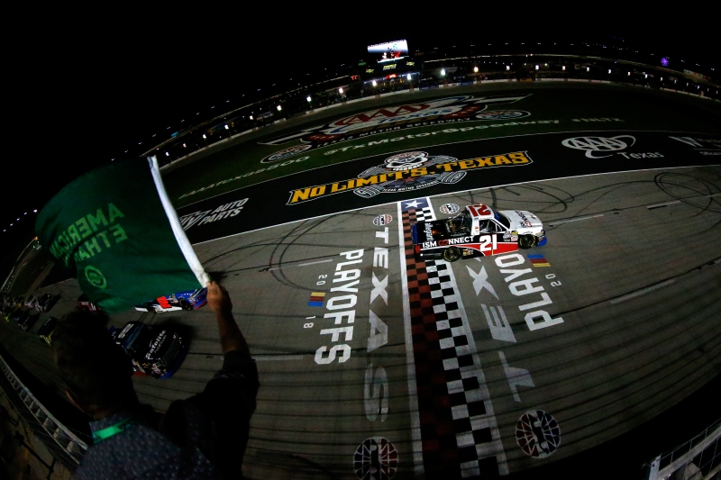 during the NASCAR Camping World Truck Series JAG Metals 350 at Texas Motor Speedway on November 2, 2018 in Fort Worth, Texas.