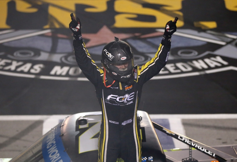 during the NASCAR Camping World Truck Series JAG Metals 350 at Texas Motor Speedway on November 2, 2018 in Fort Worth, Texas.