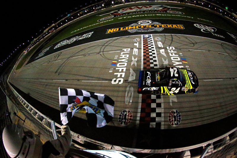 during the NASCAR Camping World Truck Series JAG Metals 350 at Texas Motor Speedway on November 2, 2018 in Fort Worth, Texas.