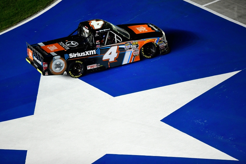 during the NASCAR Camping World Truck Series JAG Metals 350 at Texas Motor Speedway on November 2, 2018 in Fort Worth, Texas.