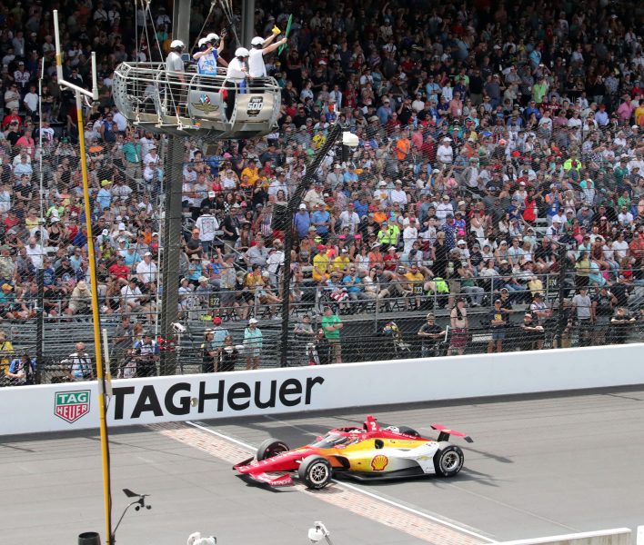 May 28, 2023; Speedway, IN, USA;  Joseph Newgarden, Team Penske (2) prepares to restart the 107th Indianapolis 500 by Gainbridge at the Indianapolis Motor Speedway; Credit: Michael C. Johnson