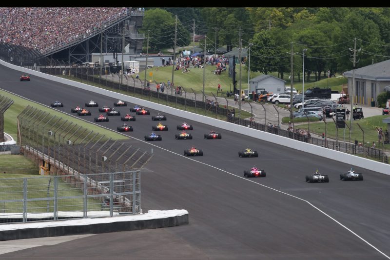 May 28, 2023; Speedway, IN, USA;  The field prepares to take the green flag before the 107th Indianapolis 500 by Gainbridge at the Indianapolis Motor Speedway; Credit: Michael C. Johnson