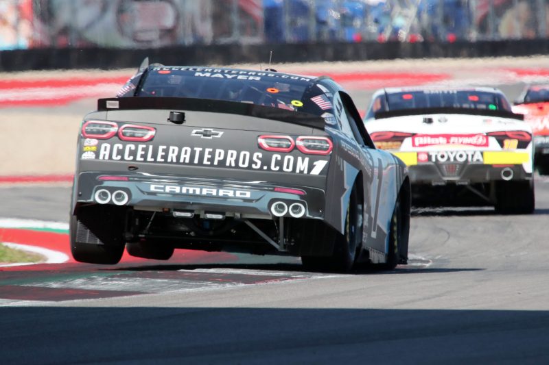 Mar 25, 2023; Austin, Texas, USA;  NASCAR Xfinity Series driver Sam Mayer (1) in the Pit Boss 250 presented by USA Today at the Circuit of the Americas. Credit: Michael C. Johnson