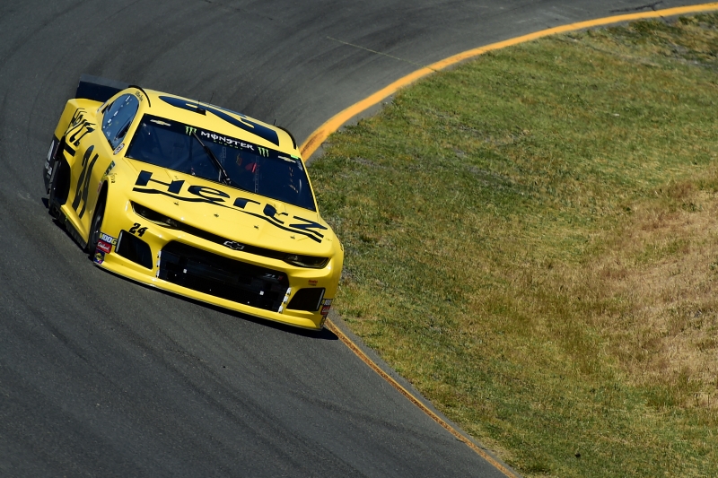 SONOMA, CALIFORNIA - JUNE 23: William Byron, driver of the #24 Hertz Chevrolet, races during the Monster Energy NASCAR Cup Series Toyota/Save Mart 350 at Sonoma Raceway on June 23, 2019 in Sonoma, California. (Photo by Jared C. Tilton/Getty Images)