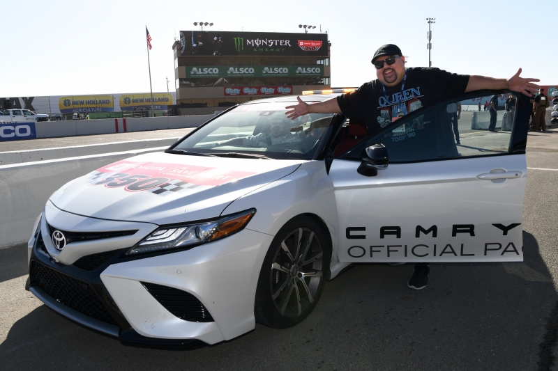 SONOMA, CALIFORNIA - JUNE 23: Honorary pace car driver comedian Gabriel "Fluffy" Iglesias prepares to drive the pace car for the Monster Energy NASCAR Cup Series Toyota/Save Mart 350 at Sonoma Raceway on June 23, 2019 in Sonoma, California. (Photo by Robert Reiners/Getty Images)