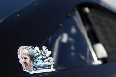 LAS VEGAS, NEVADA - MARCH 06:  A detail of the sticker in tribute to NASCAR Hall of Famer #34 Wendell Scott is seen on the #99 CommScope Chevrolet, driven by Daniel Suarez on the grid prior to the NASCAR Cup Series Pennzoil 400 at Las Vegas Motor Speedway on March 06, 2022 in Las Vegas, Nevada. (Photo by Meg Oliphant/Getty Images)