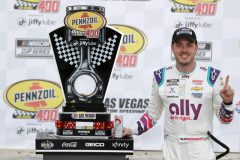 LAS VEGAS, NEVADA - MARCH 06: Alex Bowman, driver of the #48 Ally Chevrolet, celebrates in victory lane after winning the NASCAR Cup Series Pennzoil 400 at Las Vegas Motor Speedway on March 06, 2022 in Las Vegas, Nevada. (Photo by Meg Oliphant/Getty Images)