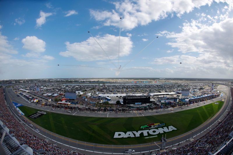 The U.S. Air Force Thunderbirds perform a flyover prior to the NASCAR Cup Series 65th Annual Daytona 500 at Daytona International Speedway on February 19, 2023 in Daytona Beach, Florida. (Photo by Mike Ehrmann/Getty Images)