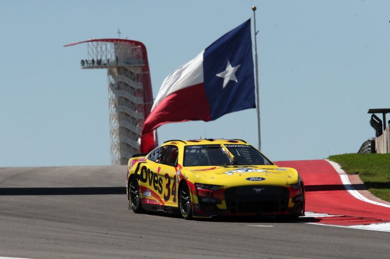 Mar 24, 2023; Austin, Texas, USA;  NASCAR Cup driver Michael McDowell practices for the EchoPark Automotive Grand Prix at the Circuit of the Americas. Credit: Michael C. Johnson