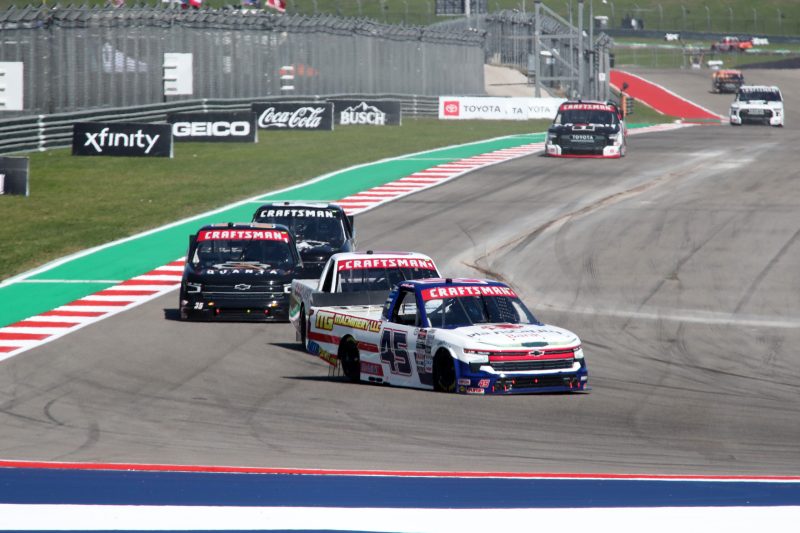 Mar 24, 2023; Austin, Texas, USA;  NASCAR Craftsman Truck Series driver Lawless Alan practices for the XPEL 225 at the Circuit of the Americas. Credit: Michael C. Johnson