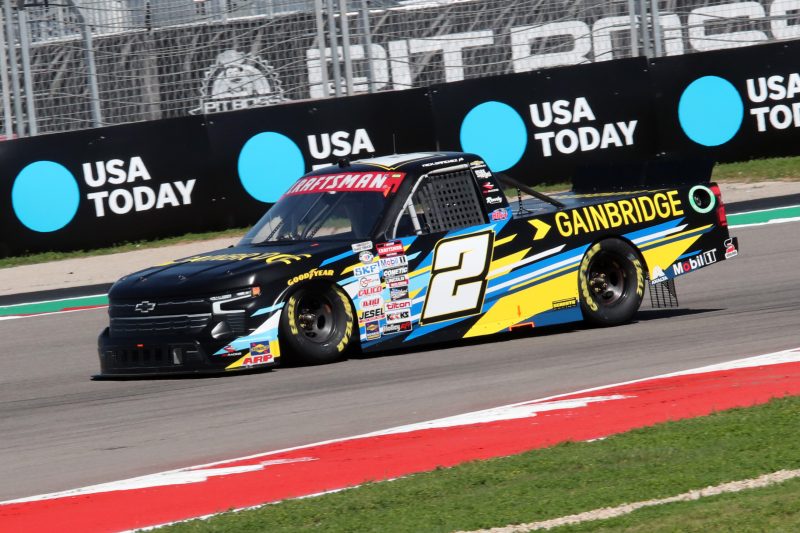 Mar 24, 2023; Austin, Texas, USA;  NASCAR Craftsman Truck Series driver Nick Sanchez practices for the XPEL 225 at the Circuit of the Americas. Credit: Michael C. Johnson