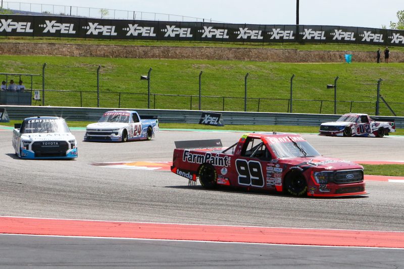Mar 25, 2023; Austin, Texas, USA;  NASCAR Craftsman Truck Series driver  Ben Rhodes (99) in the XPEL 225 at the Circuit of the Americas. Credit: Michael C. Johnson