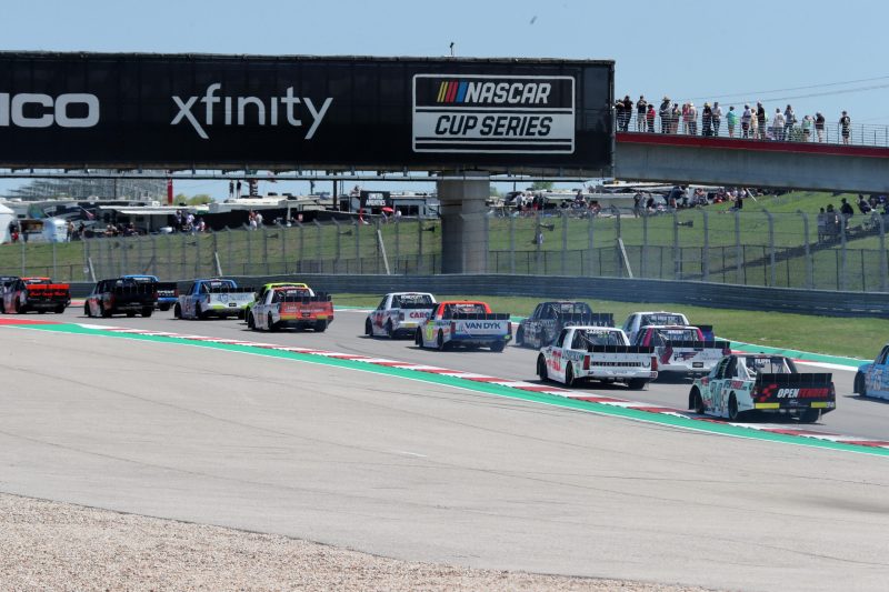 Mar 25, 2023; Austin, Texas, USA;  NASCAR Craftsman Trucks compete in the XPEL 225 at the Circuit of the Americas. Credit: Michael C. Johnson
